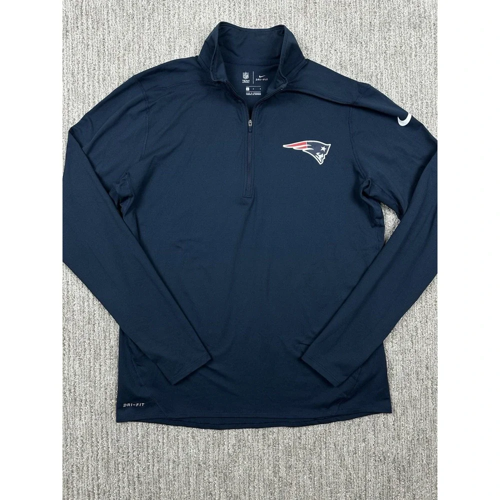 Nike NFL New England Patriots Dri-FIT Quarter Zip Pullover Navy Blue Mens Large